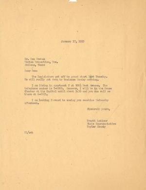 [Letter from Truett Latimer to Don Wooten, January 17, 1953]