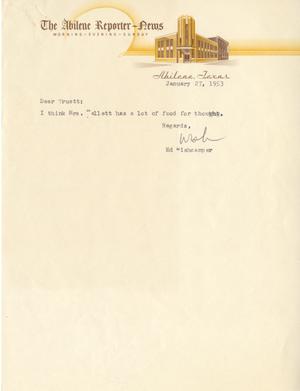 [Letter from Ed Wishcamper to Truett Latimer, January 2, 1953]