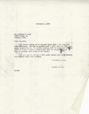 [Letter from Truett Latimer to William N. Kemp, February 6, 1953]