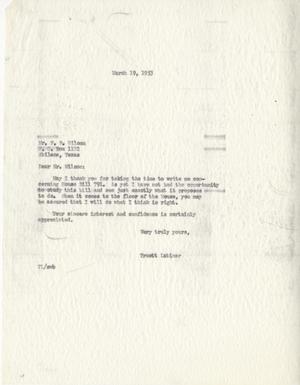 [Letter from F. B. Wilson to Truett Latimer, March 19, 1953]