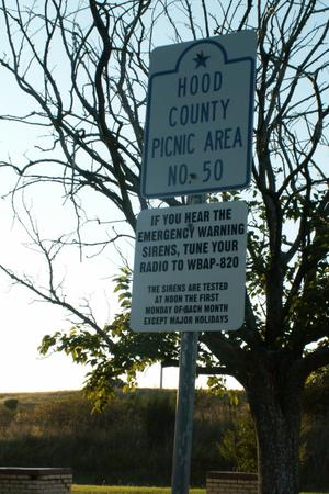 [Sign at Hood County Picnic Area]