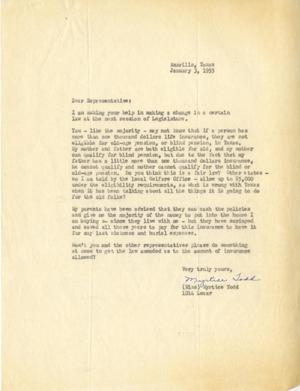 [Letter from Myrtice Todd to Truett Latimer, January 3, 1955]