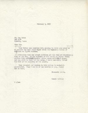 [Letter from Truett Latimer to Don Estes, February 5, 1953]
