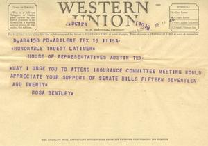 [Telegram from Rosa Bentley, May 19, 1953]