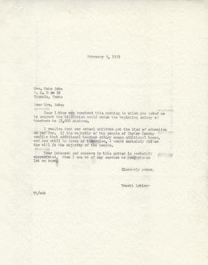 [Letter from Truett Latimer to Kate Jobe, February 5, 1953]