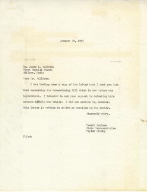 Primary view of object titled '[Letter from Truett Latimer to James L. Sullivan, January 28, 1953]'.