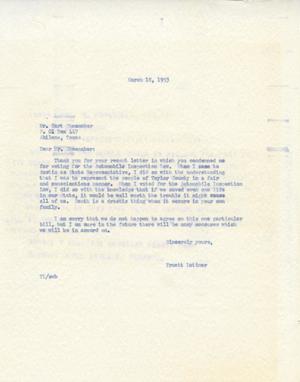 [Letter from Truett Latimer to Hart Shoemaker, March 18, 1953]