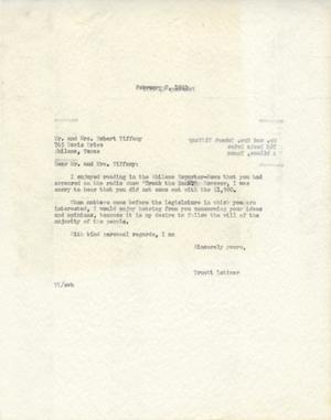 [Letter from Truett Latimer to Mr. and Mrs. Robert Tiffany, February 2, 1953]