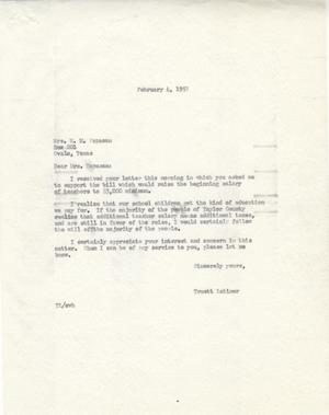 [Letter from Truett Latimer to Mrs. M. M. Papasan, February 4, 1953]