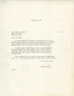 [Letter from Truett Latimer to Lester M. Short, March 31, 1953]