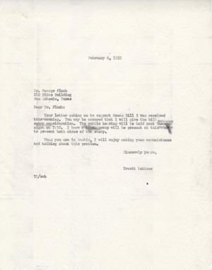 [Letter from Truett Latimer to George Flach, February 6, 1953]