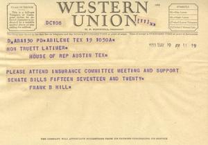 [Telegram from Frank B. Hill, May 19, 1953]