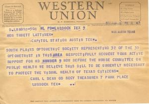 [Telegram from Carl L. Dean, February 9, 1953]