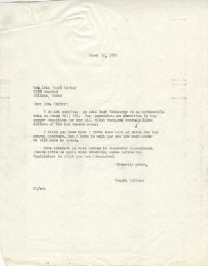 [Letter from Leta Pearl Harbor to Truett Latimer, March 30, 1953]