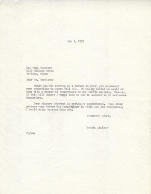 [Letter from Truett Latimer to Dr. Paul Southern, May 5, 1953]