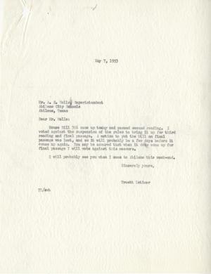 [Letter from Truett Latimer to A. E. Wells, May 7, 1953]