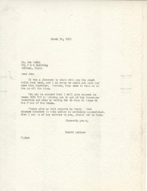 [Letter from Truett Latimer to Joe Smith, March 30, 1953]