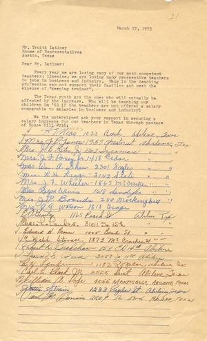 [Petition in Support of Texas HB 216, March 27, 1953]