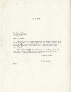 [Letter from Truett Latimer to Henry Sayles, May 8, 1953]