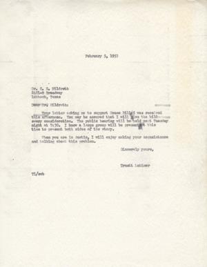 [Letter from Truett Latimer to C. E. Hildreth, February 5, 1953]