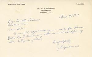 [Letter from Dr. J. R. Jackson to Truett Latimer, February 4, 1953]