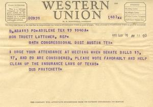 [Telegram from Dub Pritchett, May 19, 1953]