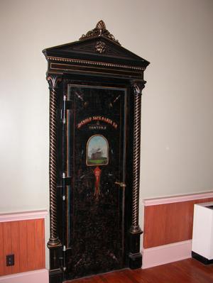 Primary view of object titled 'Lampasas County Courthouse, Diebold safe door'.