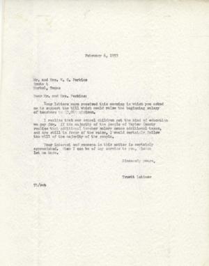 [Letter from Truett Latimer to Mr. and Mrs. W. C. Perkins, February 6, 1953]