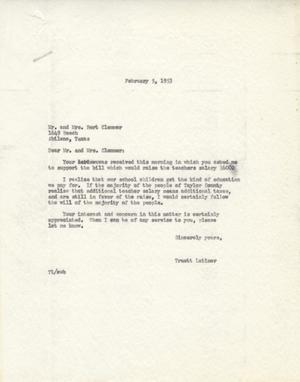 [Letter from Truett Latimer to Mr. and Mrs. Bert Clemmer, February 5, 1953]