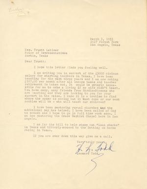 [Letter from Leonard Todd to Truett Latimer, March 3, 1953]