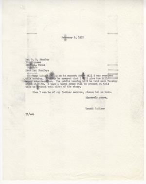 [Letter from Truett Latimer to O. B. Stanley, February 6, 1953]