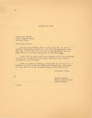 [Letter from Truett Latimer to Owen Thomas, January 17, 1953]