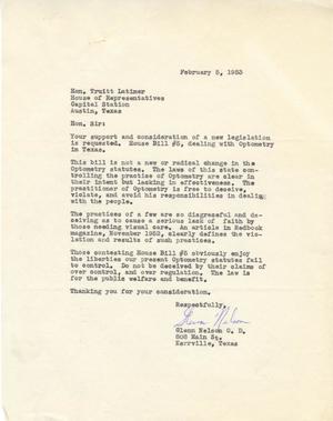 [Letter from Glenn Nelson to Truett Latimer, February 5, 1953]