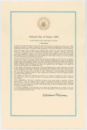 [Presidential Proclamation: National Day of Prayer, 1998]