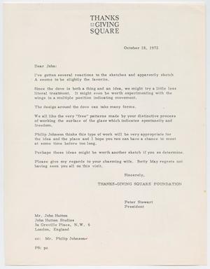 Primary view of object titled '[Letter from Peter Stewart to John Hutton, October 18, 1972]'.