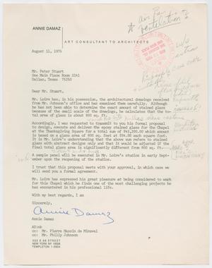 [Letter from Annie Damaz to Peter Stewart, August 11, 1975]