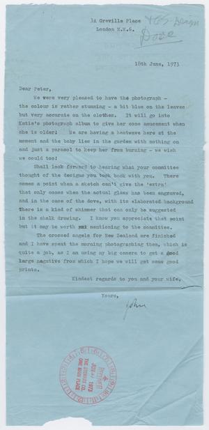 [Letter from John Hutton to Peter Stewart, June 18, 1973]