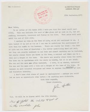 [Letter from John Hutton to Peter Stewart, September 18, 1973]
