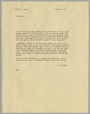 [Letter from Isaac Herbert Kempner to Thomas Leroy James, May 23, 1960]