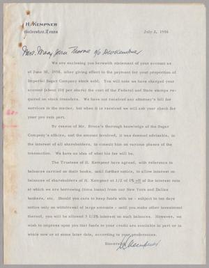 [Letter from I. H. Kempner to Mary Jean Thorne, July 2, 1956]