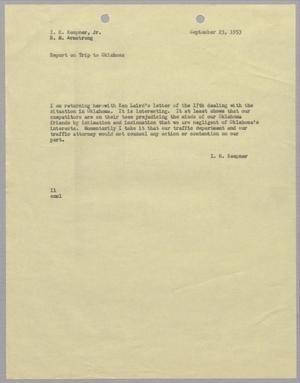 [Letter from Isaac Herbert Kempner to Isaac Herbert Kempner Jr., Robert Markle Armstrong, September 23, 1953]