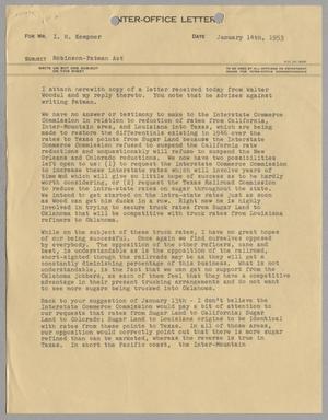 [Letter from I. H. Kempner, Jr. to I. H. Kempner, January 14, 1953]
