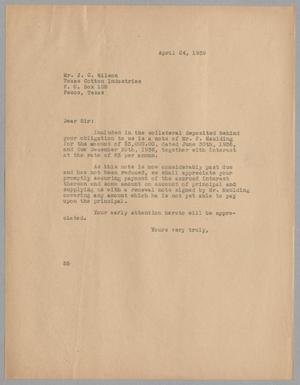 [Letter from Harris L. Kempner, Jr. to J. C. Wilson, April 24, 1939]