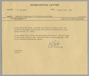 [Letter from R. M. Armstrong to I. H. Kempner, March 10, 1960]
