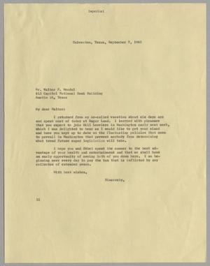 [Letter from Isaac Herbert Kempner to Walter F. Woodul, September 7, 1960]