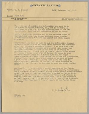 [Letter from I. H. Kempner, Jr. to I. H. Kempner, February 5, 1953]