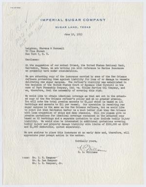 [Letter from Hugh L. Williams to Leighton, Stevens & Cornwall, June 12, 1953]