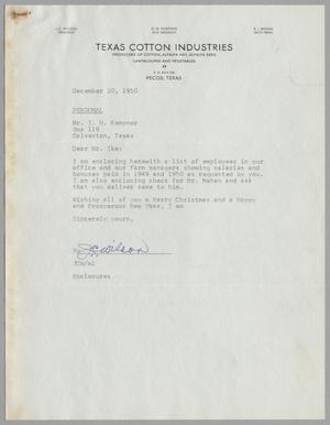 [Letter from J. C. Wilson to I. H. Kempner, December 20, 1950]