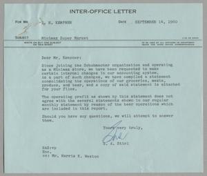 [Letter from Gus A. Stirl to Isaac Herbert Kempner, September 14, 1960]