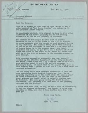 [Letter from Thomas Leroy James to Isaac Herbert Kempner, May 23, 1960]
